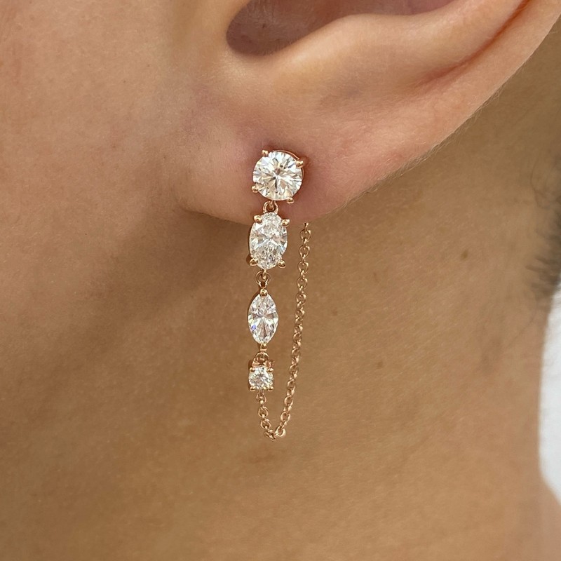 1.8ct Mixed fancy Jacket Earrings Rose Gold 14K Labcreated Diamond F/VS