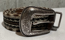Vintage Western Braided Belt Silver Buckle Br...