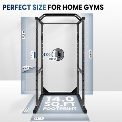 Multi-Function Power Cage Squat Rack 1200LBS Red Black w/J-Hooks for Home/Gym