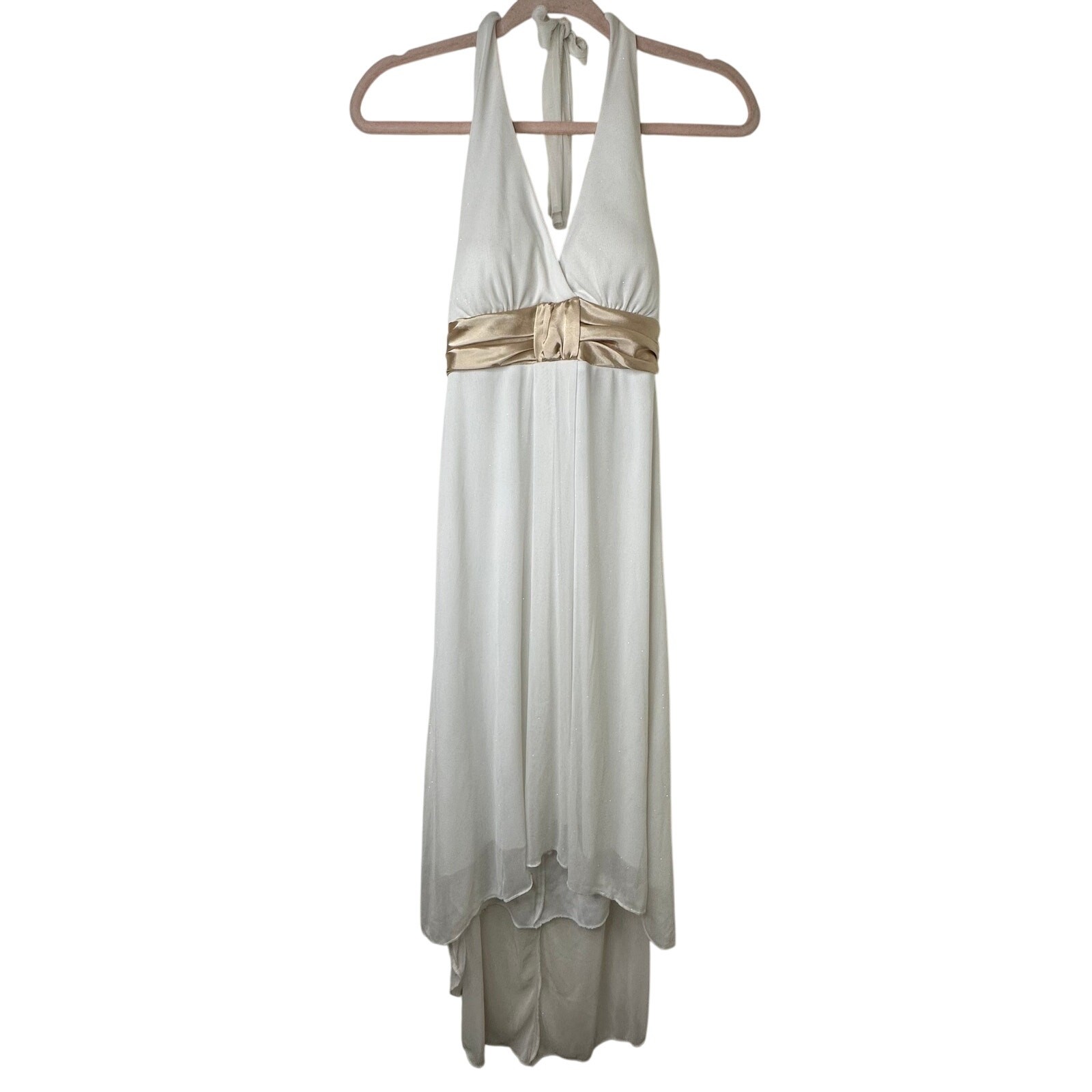 Md Y2K VTG Speechless White Sparkle Halter Dress Hoco Fairy Ethereal Coquette