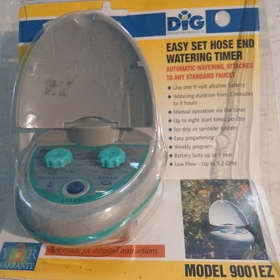 DIG Easy Set Hose End Watering Timer, Up to 8x/day, 2 min - 9 hours, 9001EZ New