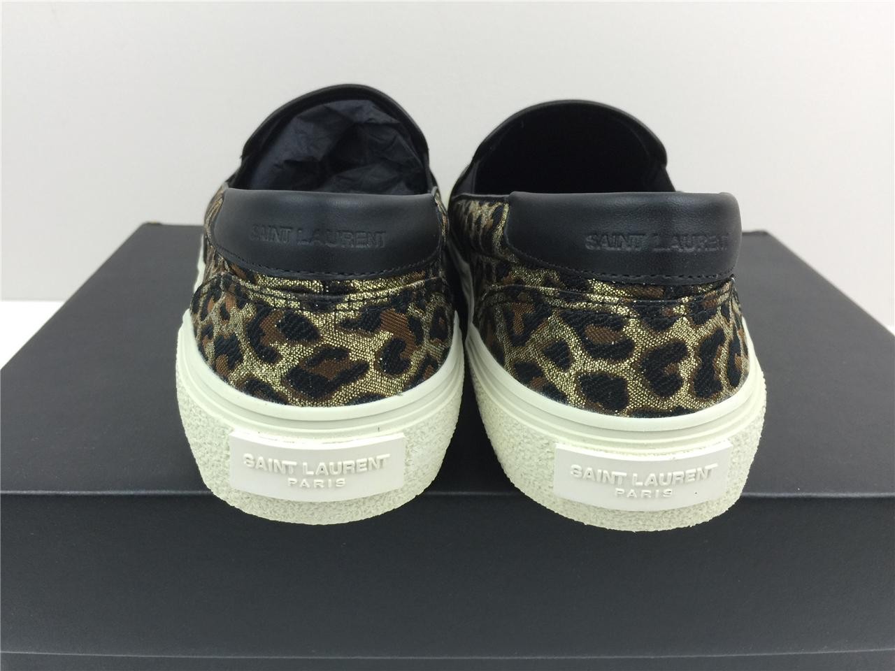 Nuova sneaker SAINT LAURENT classica skate slip on marrone leopardato broccato 7 5