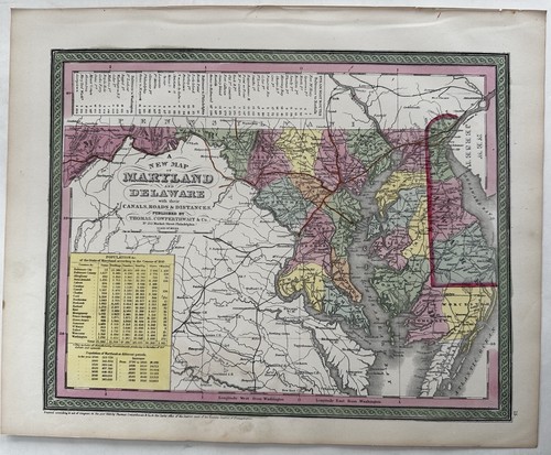 Maryland & Delaware states 1855 Cowperthwait map county slave population shown - Picture 4 of 8