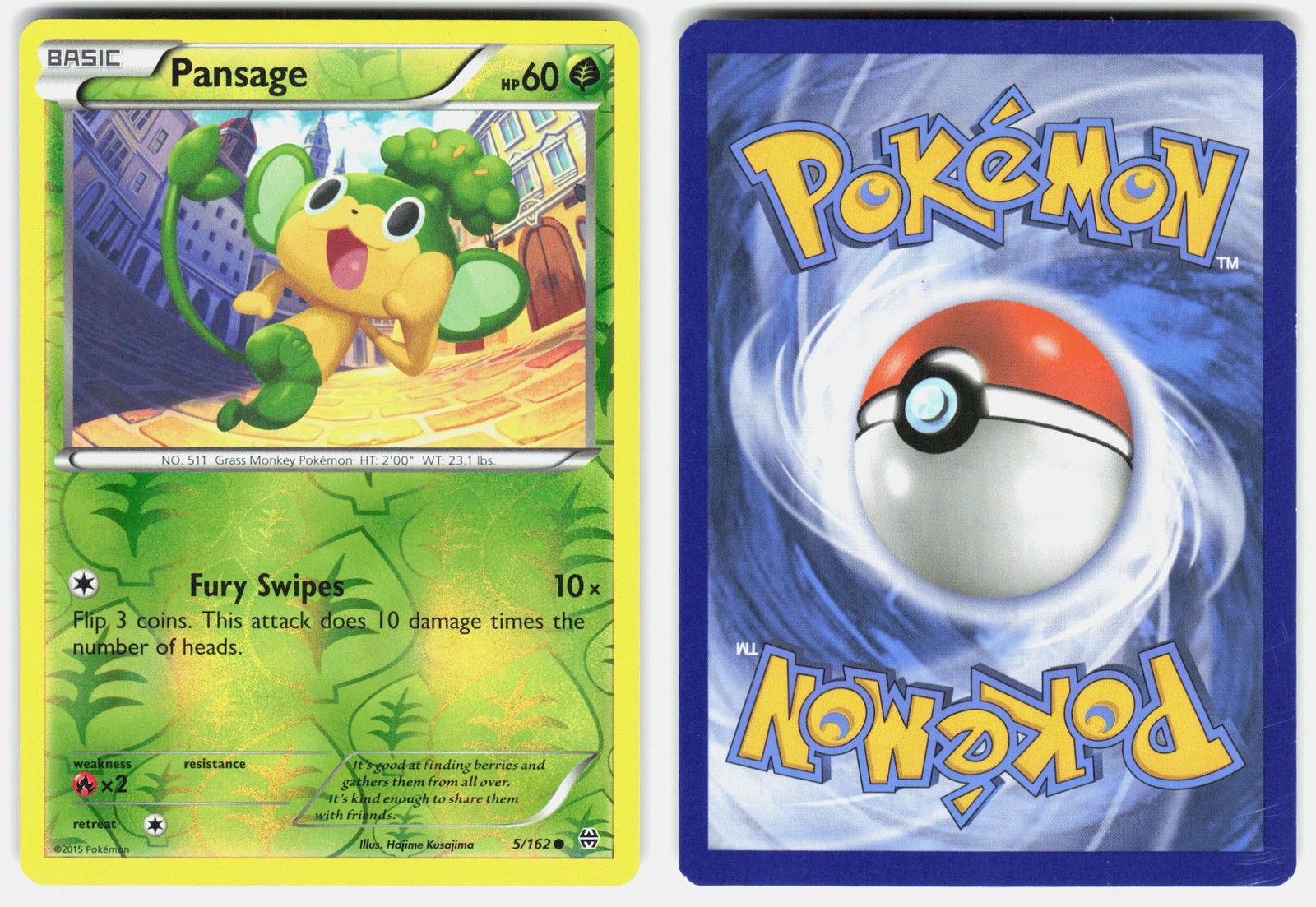 Pansage 5/162 Common BREAKthrough Pokemon Reverse Holo Lightly Played