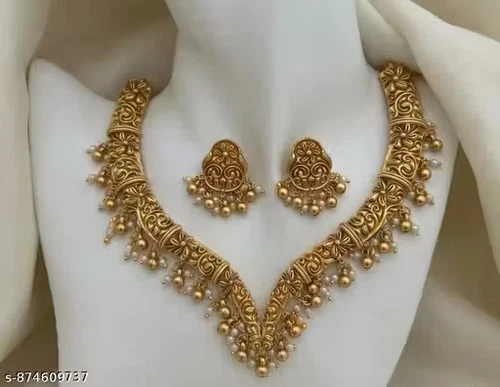 Gold Plated Necklace and earrings set| Traditional Jewellery GHUNGROO PIPE set