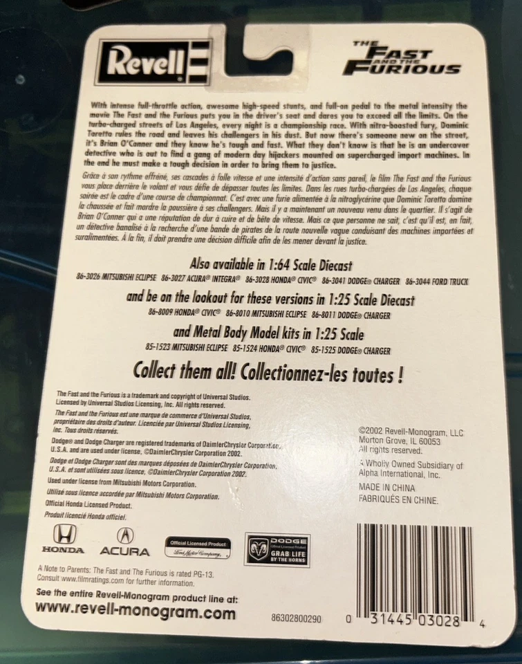 Revell Die Cast Fast and the Furious 1:64 Honda Civic #102 New - Image 3 of 3