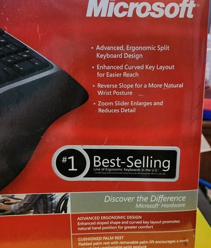 NEW, Microsoft Natural Ergonomic 4000 (B2M-00012) Wired Keyboard, Unopened!! - Picture 2 of 9