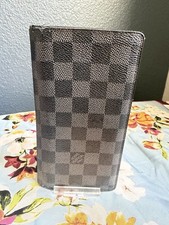 Authentic Louis Vuitton Brazza Black Damier Graphite Canvas Long Wallet; Pre-own