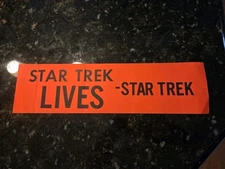 Vintage Star Trek Lives Bumper Sticker Orange & Black 15" by 4"