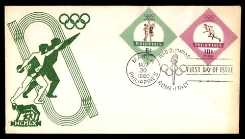 Mayfairstamps Philippines FDC 1960 dual Olympics held in Rome Italy First Day Co