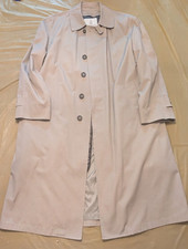 VTG London Fog Trench Coat Mens 42R Khaki Single Breasted Car Coat Zip Out Liner