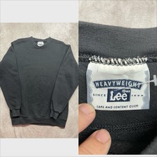 Vtg 90s Lee Heavyweight Sweatshirt Black Blank Crewneck Pullover Y2K Size S Mint