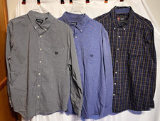 Chaps Easy Care Lot of 3 Oxford Dress Shirts Long Sleeve Cotton Bl SZ XXL