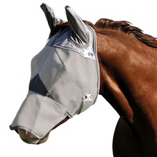 19CE Mulearab Cashel Crusader Fly Mask Donkey Long Nose W/ Ears Grey
