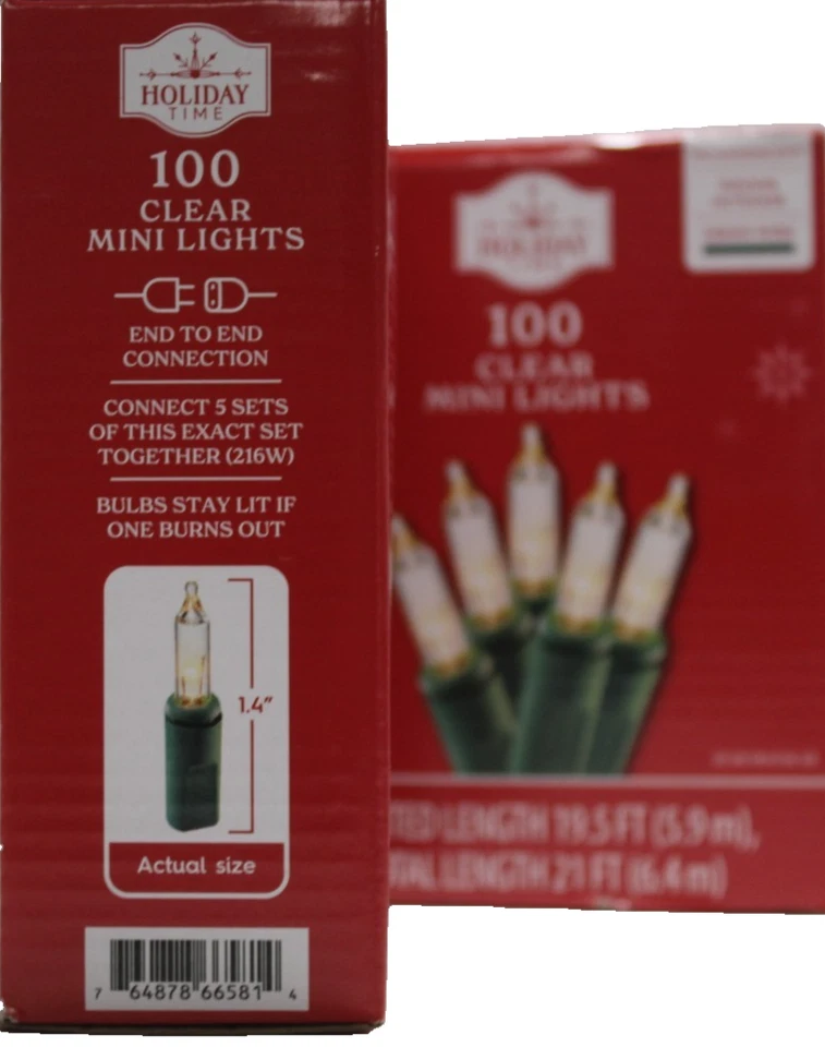 2 PK Holiday Time Incandescent Christmas String Light 21"  Clear. 100-Count - Image 2 of 2