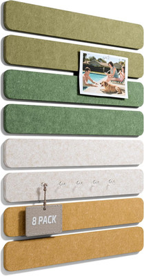 Cork Board Alternative Felt Strip Board 8-Pack 13''x2'', Office Pin Board with 50