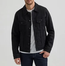 NWT Lee Mens Regular Fit Extreme Motion Stretch Denim Trucker Rider Jacket Black