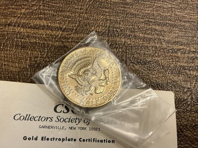 1980 Kennedy Half Dollar 24KT Gold Plated by Collectors Society of