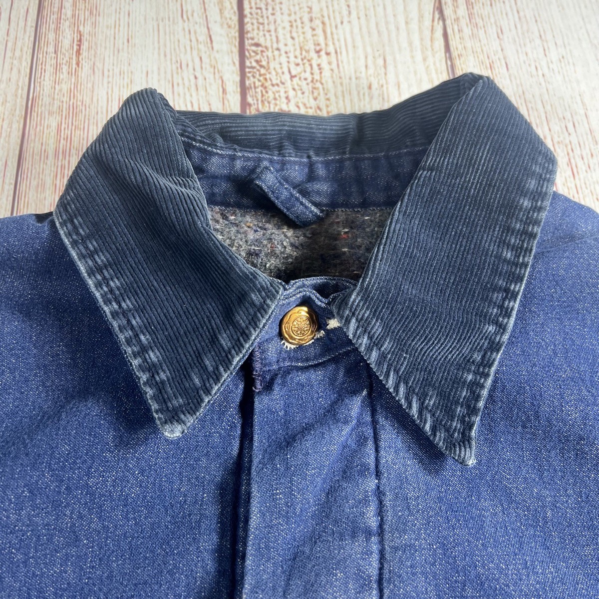 Vintage 60s / 70s Blanket Lined Denim Prison Chore Jacket Blue