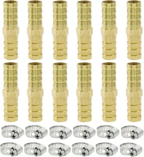 6Pcs Brass Hose Barb Fitting, 3/8" to Splicer Mender 3/8 Inch 