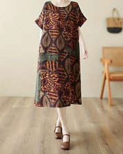  Muster Kleid Tunika Taschen Leinen Walla lag...