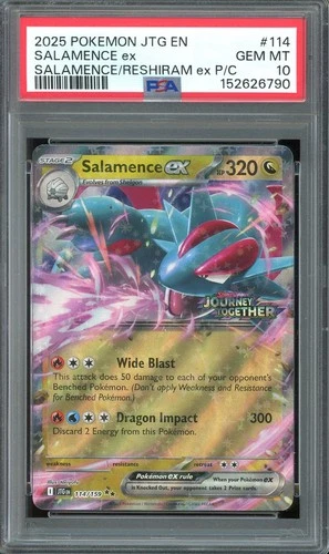 PSA 10 GEM MINT - Salamence ex #114 Journey Together Stamped Promo Low Pop
