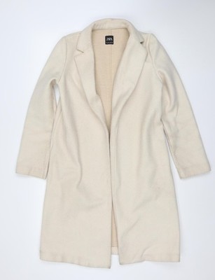 Langer offener Mantel Damen beige Größe S klassischer Mantel von Zara