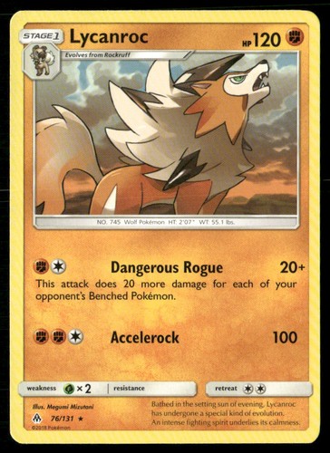 Lycanroc 76/131 Rare Forbidden Light Pokemon Lightly Played