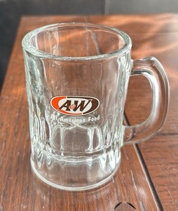A&W Root Beer Vintage Clear 3 1/4 Glass Mug - VG