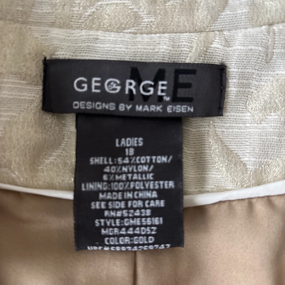 Chaqueta Blazer George by Mark Eisen Crema/Hilos Dorados Brillantes Estampado Rosa Talla 18 Foto 4 de 4