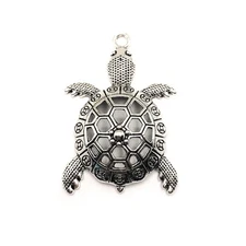 Large Silver Turtle Pendants, 57x39mm - US Seller
