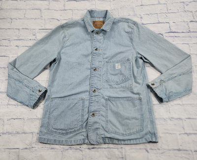 #ad #ad Gap Work Force Jacket MENS L TALL Railroad Chore Coat Canvas Button Up Striped $59.98