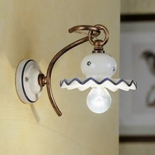 Classic Ceramic Hand-Decorated Wall Sconce White 1 Light FL-2