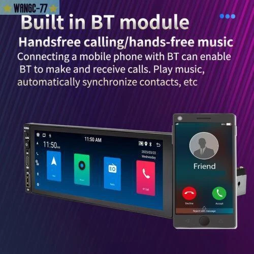 Car Radio Stereo Touch Screen 1Din VideoAndroid Auto GPS WiFi Player Carplay - Image 4 of 4