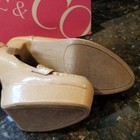 NINE & CO. WINTOLA Light Taupe/Beige PATENT LEATHER PLATFORM PUMP 5" HEEL 7.5 M — photo 6