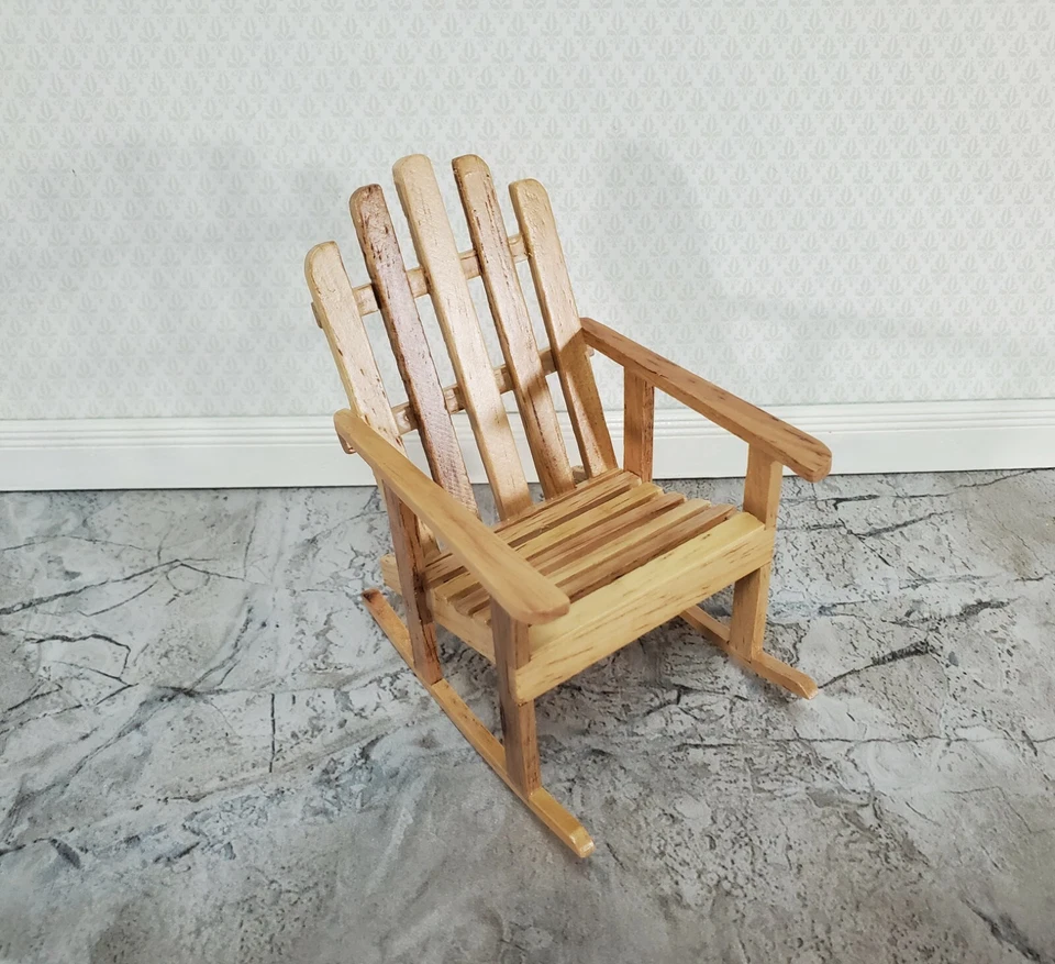 Dollhouse Adirondack Rocking Chair Rocker Light Oak 1:12 Scale Miniature - Изображение 2 из 4