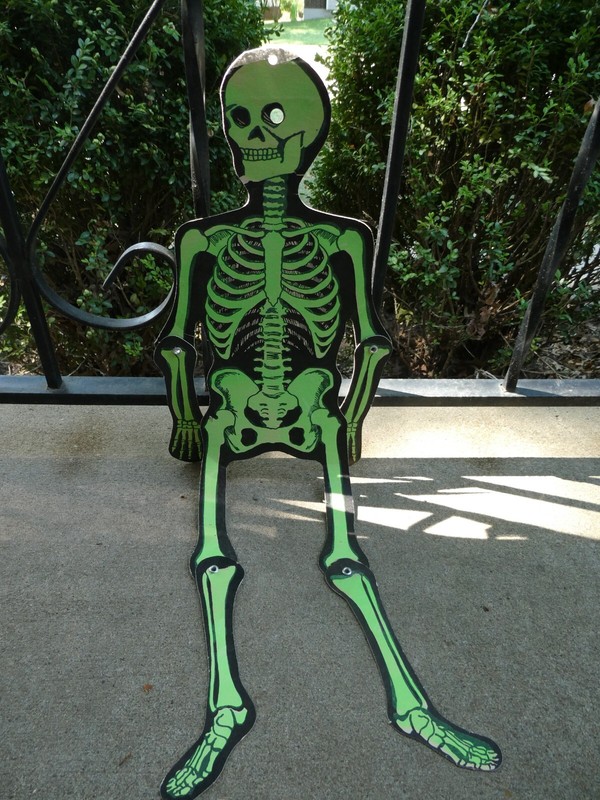 Rare Vintage Blacklight Articulating Skeleton Paper Cut Out Decoration