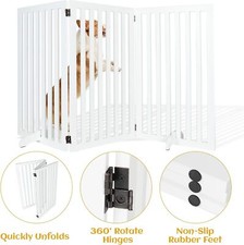 3 Panels 36" Foldable Pet Gate w/ 2PCS Support Feet Dog Fencefor House Doorways