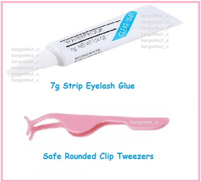 7g Streifen Wimpernkleber wasserfest weiß und sicher abgerundet Kunststoff Pinzette Clips