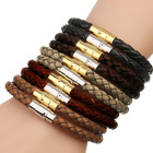 Unisex Echtleder Armband Magnetverschluss Surfer-Stil Damen Herren Antik