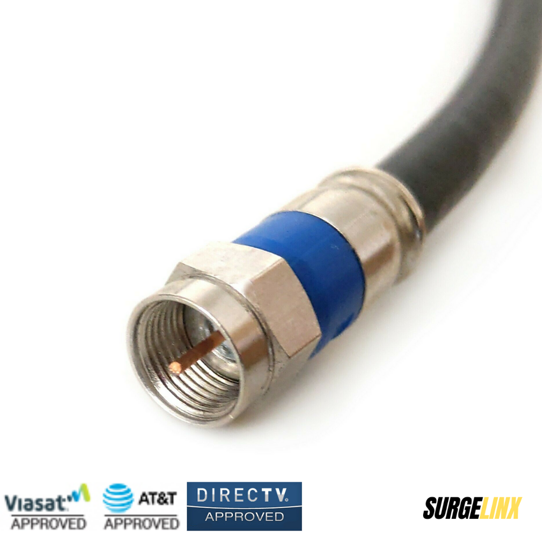 2Pack SurgeLinx RG6 QuadShield Coaxial Cable Jumpers w/ HF FType