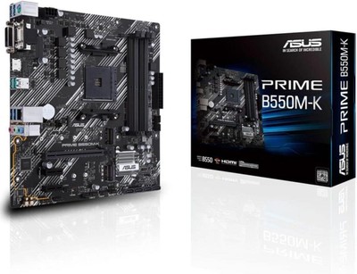 ASUS Motherboard Set Prime B550M-K AMD B550 (Ryzen AM4) dual M.2 PCIe 4.0 DDR4 4