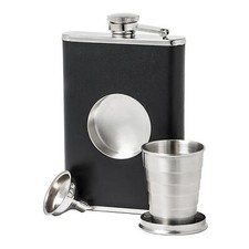 New Stainless Steel Hip Flask Whiskey Liquor With Collapsible Folding Shot Glass