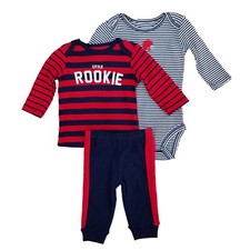 Carters Infant Boys 3-Piece Little Rookie Long Sleeve Shirt Bodysuit  Pants Set