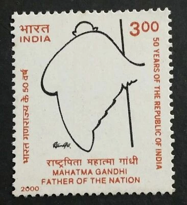 India 2000 50 años República Mahatma Gandhi sello 1v MNH - Imagen 1 de 3
