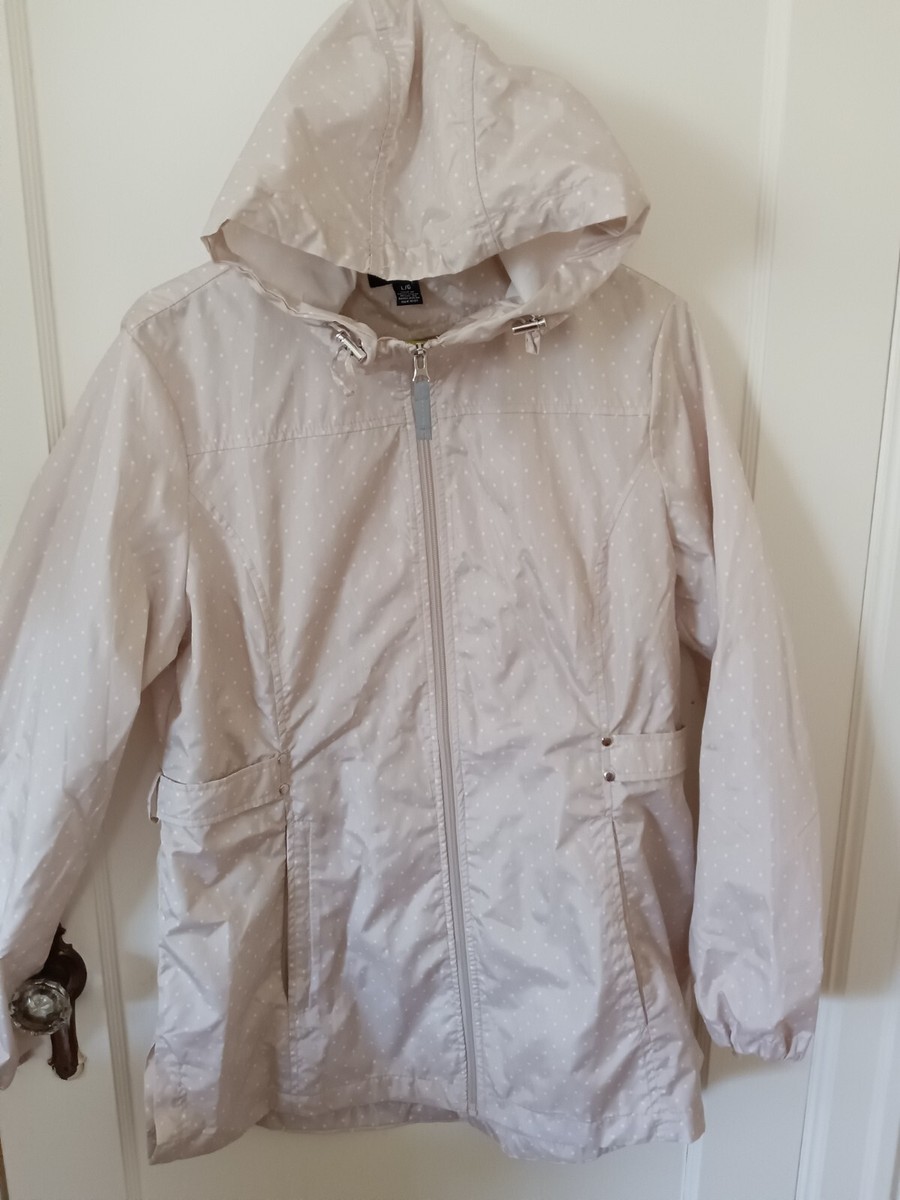 Jones New York Women's Windbreaker Sz LG Cream Colored With Jones New York Women's Windbreaker Sz LG Cream Colored With
