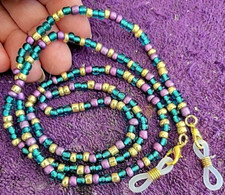 Eyeglasses Lanyard Glass Beaded 27" Mardi Gras Party Color Beaded Glasses Chain