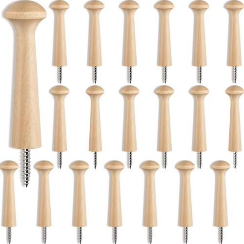 Wooden Shaker Peg Wood Screw-on Shaker Pegs 2.9 Inch Long Unfinished Wood Racks - Picture 2 of 16