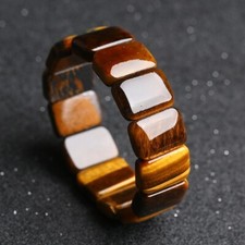 Genuine Tiger's Eye Handmade Healing Reiki Luck Balance Stretch Bangle Bracelet