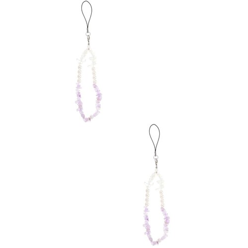 2 PCS Mobile Phone Chain Pendant Crystal Beaded Wrist Strap Crossbody Lanyard